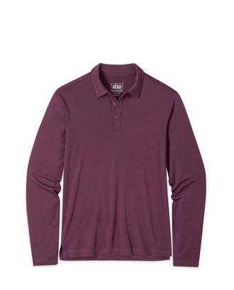 Stio | Mens Alpin Lightweight Merino Polo Shirt Long Sleeve, Size Extra Large in Aubergine