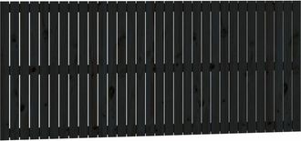 vidaXL Cabecero De Cama De Pared Madera Maciza Pino Negro 204x3x90 Cm Vidaxl