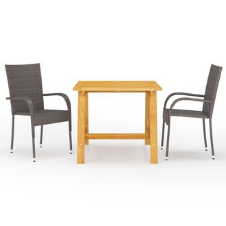 Berkfield Home 3 Piece Garden Dining Set Brown