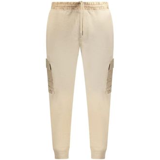 HUGO BOSS Beige Cotton Sports Trousers with Embroidery