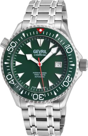 Gevril Group Mens Hudson Yards Swiss automatic Sellita SW200 green dial Stainless steel watch - Silver - One Size