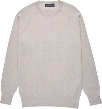 Brooks Brothers Katoenen en Kasjmier Sweatshirt - Heren - Ronde hals truien - Grijs - M - Katoen - Truien & Vesten