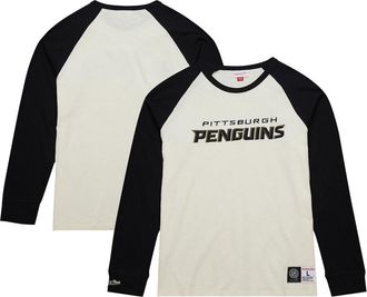 Mitchell & Ness Mens Mitchell & Ness Cream Pittsburgh Penguins Legendary Slub Vintage Raglan Long Sleeve T-Shirt at Nordstrom, Size X-Large