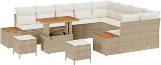 vidaXL Conjunto De Sof&aacute; De Jard&iacute;n Con Coj&iacute;n 12 Pcs Beige Polirat&aacute;n Vidaxl