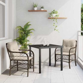 vidaXL Conjunto De Comedor De Jard&iacute;n Con Coj&iacute;n 3 Pcs Marr&oacute;n Polirat&aacute;n Vidaxl