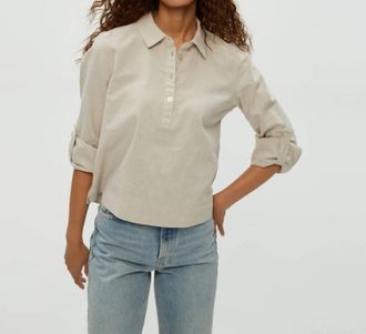 Michael Stars Nat Collar Top In Windchime