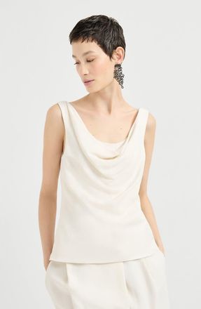 Brunello Cucinelli Fluid twill top in Ivory at Nordstrom, Size Xx-Large Eu
