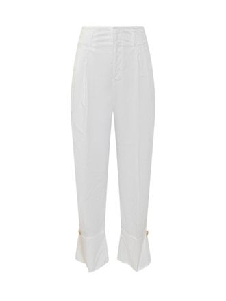 Darkpark White Relaxed Flat Front Pants