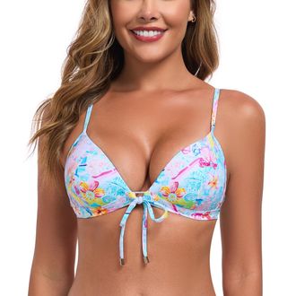 Relleciga Womens Swimwear Bikini Push-Up Top Triangle Top, Laguna, S