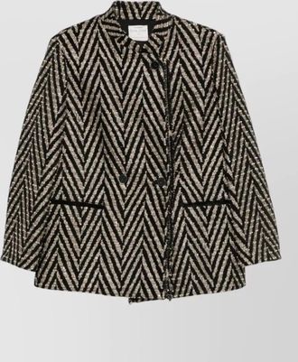 Forte_Forte chevron oversized single-breasted coat