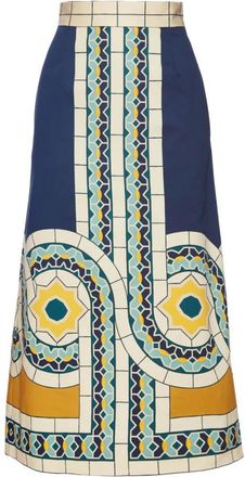 La DoubleJ Baia Rok - Flatterend A-lijn Silhouet - Dames - Midirokken - Blauw - S - Katoen - Rokken