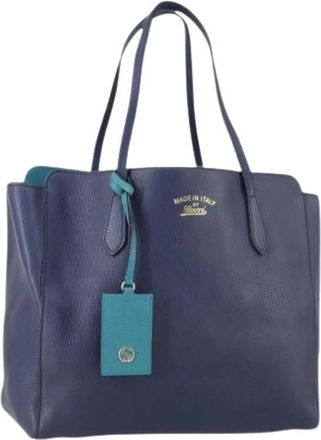 Gucci Pre-owned Vintage Tote Bag - Dames - Vintage Shopper - Blauw - ONE Size - Leer - Vintage