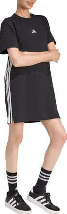 adidas Essential 3-Stripes T-Shirt Dress in Black/White at Nordstrom Rack, Size X-Small