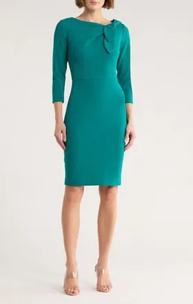 Calvin Klein Side Bow Sheath Dress in Everglade at Nordstrom Rack, Size 10