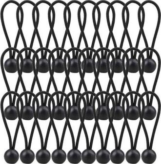 OEM Paquete De 30 Bolas El&aacute;sticas, Negras, Resistentes, Para Lonas, Cuerdas El&aacute;sticas, Correas De Amarre Resistentes A La Intemperie De 4 Mm De Grosor, Pa