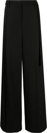 System logo-charm pleat-detailing trousers - women - Cotton/Polyurethane/Rayon/Polyester - 34 - Black