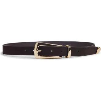 Favorite Daughter The Suede Statement Belt in Chocolate/Polished Gold at Nordstrom, Size Large