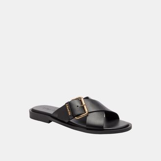 Coach Womens Crisscross Buckle Sandal - Black Leather - Size UK 3.5