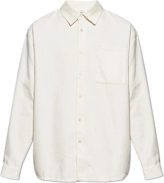 American Vintage Overhemd met zak - Heren - Casual Overhemden - Beige - M/L - Katoen - Overhemden