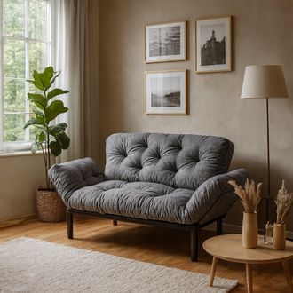 Dmora Sof&aacute; Cama 2 Plazas Guchol, Reclinable Con Almacenaje Y Reposabrazos, 155x70 Cm Gris