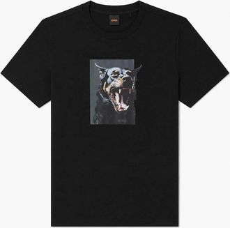 HUGO BOSS Mens BOSS Dobermann Graphic T-Shirt Black - Size: 40