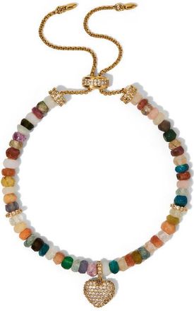 Nadri Beads of Paradise Cubic Zirconia Heart Slider Bracelet in Gold at Nordstrom