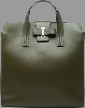 Delvaux Pre-owned Tote Bags, male, Green, Size: ONE SIZE Pre-owned Simple Leather Tote Bag