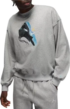 Nike Jordan Air Jordan Brooklyn Fleece Crewneck Sweatshirt Grey Heather Gamma Blue IM6301-050