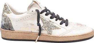 Golden Goose Ballstar Sneakers In Leather And Suede With Applied Glitter