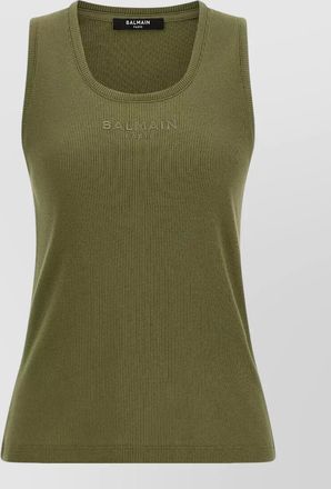 Balmain tank top logo embroidery scoop neck