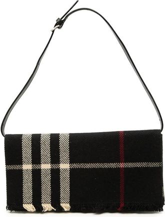 Burberry Pre-owned Burberry Exploded Check Wool Fringe Shoulder Bag Ladies V49ZB952SSTER6AS