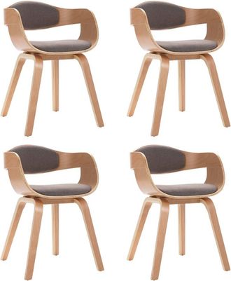 vidaXL Sillas De Comedor 4 Unidades Madera Curvada Y Tela Gris Taupe