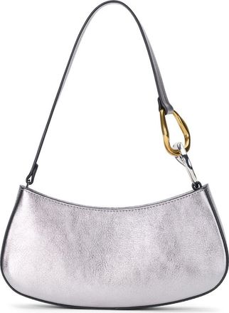 Staud Ollie Leather Shoulder Bag in Pewter at Nordstrom