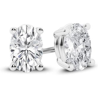 Grown Brilliance 14K White Gold IGI Certified 4 Carat Oval Cut Lab Grown Diamond Stud Earrings for Women, VS Clarity, E-F Color