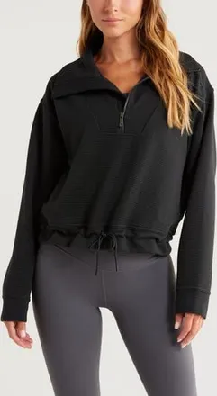 Zella Kickback Ottoman Half Zip Pullover in Black at Nordstrom Rack, Size Xx-Large