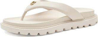 Coach Brynn Leather Thong Sandals Womens Sandals Chalk : 8.5 M, Synthetic