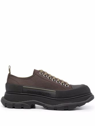 Alexander McQueen Tread Slick lace-up sneakers - men - Rubber/Fabric/Calf Leather - 45 - Green