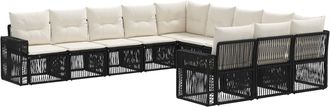 vidaXL Conjunto De Sof&aacute;s De Jard&iacute;n 11 Uds. Negro Y Blanco Crema Vidaxl