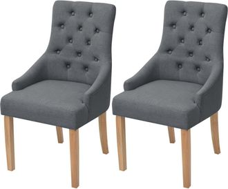vidaXL Vidaxl - Sillas De Comedor 2 Unidades Tela Gris Oscuro