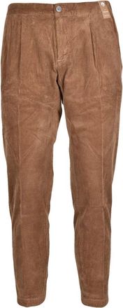 AT.P. CO Brown Pleated Corduroy Cotton-Blend Pants