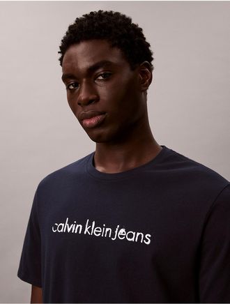 Calvin Klein Jeans Calvin Klein Mens Lowercase Logo Graphic Classic T-Shirt - Navy - M