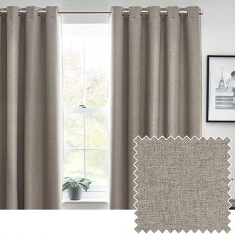 furn. Dawn Blackout Eyelet Curtain Pair in Grey | Size: 229 cm width x 229 cm drop