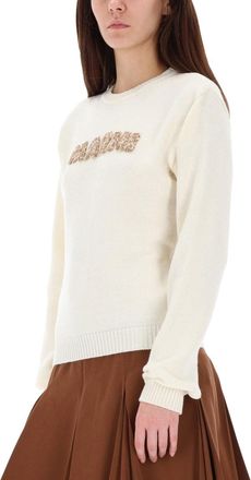 Marni Logo-Embroidered Virgin Wool Sweater - Ivory