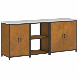 Berkfield Home with Shelf Other with Storage with Door 3 pcs Rusty Weathering steel in Brown