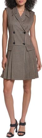 Karl Lagerfeld Metallic Pleated Sleeveless Dress in Brown Black Multi at Nordstrom, Size 16