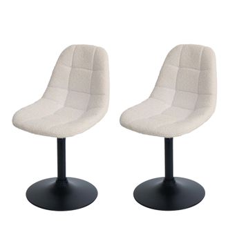 Hhg Lote De 2 Sillas De Comedor Hhg 842, Silla De Cocina Silla Giratoria, Acero Mvg Tela/textil Boucl&eacute; (450g/m&sup2;), Beige
