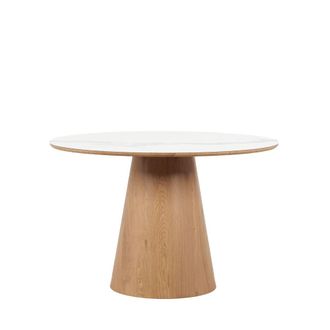 Klast Mesa de comedor efecto madera marr&oacute;n-blanco 115x75 cm