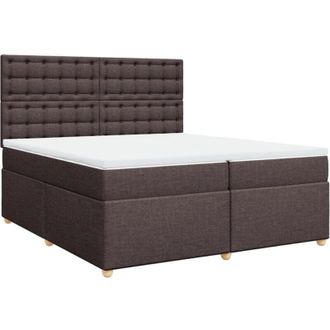vidaXL Vidaxl - Cama Box Spring Con Colch&oacute;n Tela Marr&oacute;n Oscuro 200x200 Cm