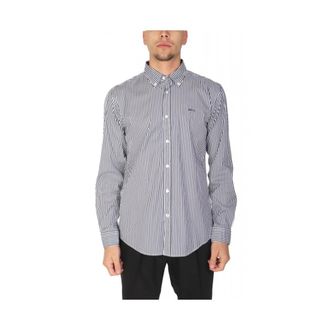 HUGO BOSS Gestreepte Slim-Fit Overhemd - Heren - Zakelijke Overhemden - Blauw - 3XL - Katoen - Overhemden