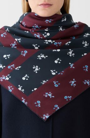 Lafayette 148 New York Floral Silk Scarf in Aubergine Multi at Nordstrom